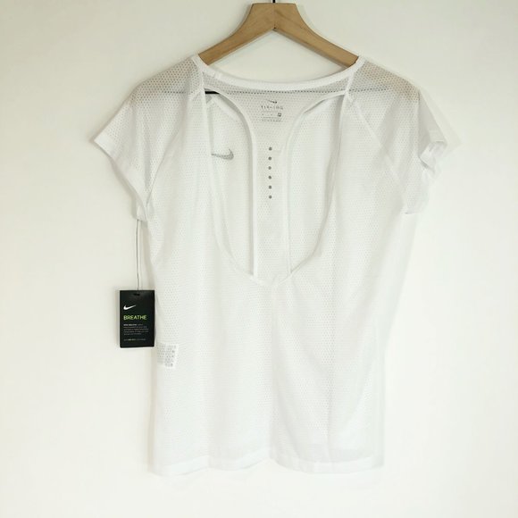 Nike White Running Open Racerback Breathe Top M - Picture 2 of 13
